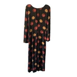 Vintage LIZ CLAIBORNE Long Sleeve Floral Rayon Zip Up Maxi Dress Size 10